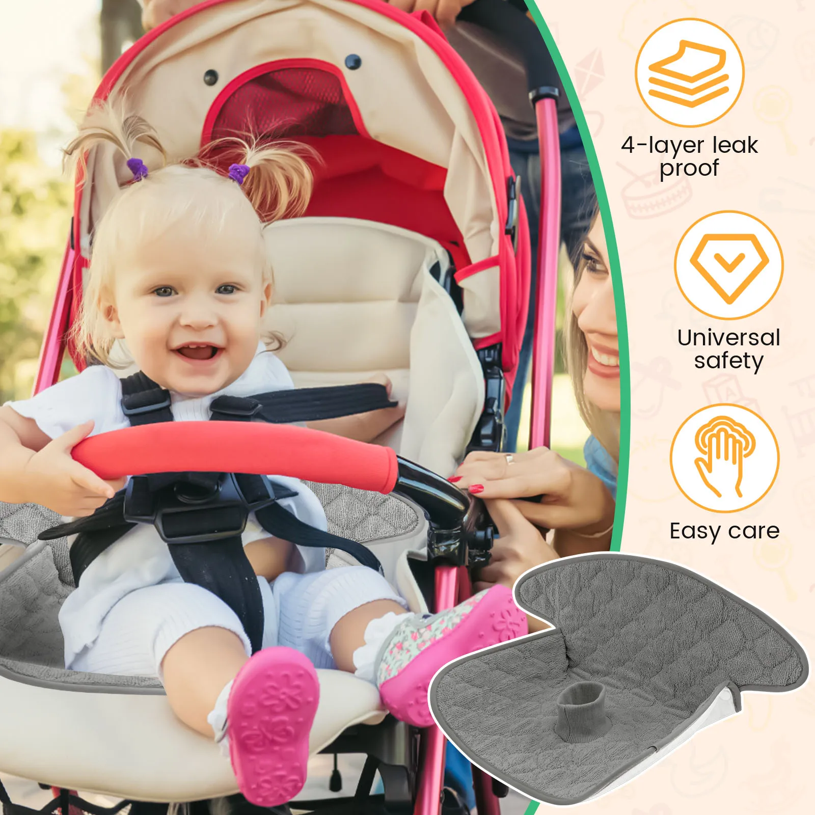 2 Pcs Baby Piddle Pad Polyeste - đánh giá và giá Infant Car Seat Cover